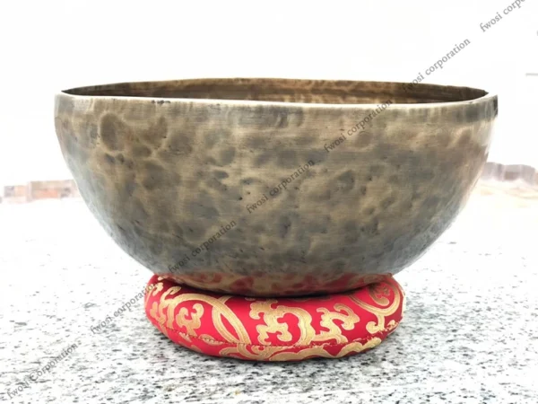 16 Inch Antique Tibetan Singing Bowl with Mallet | Mindfulness Bell Sound Bowl for Yoga | Healing Bowl | Meditation Bowl | Self-Care Gift - Image 6