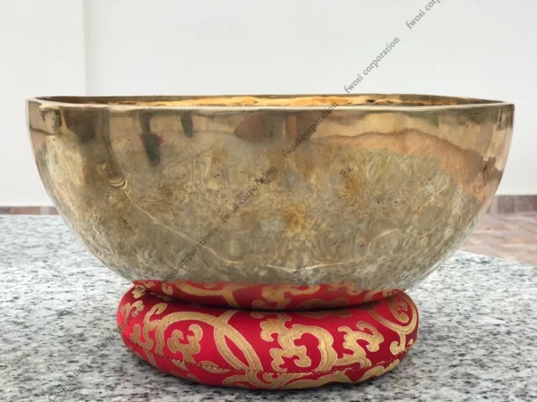 12 Inch Antique Tibetan Singing Bowl with Mallet & Cushion - Image 4