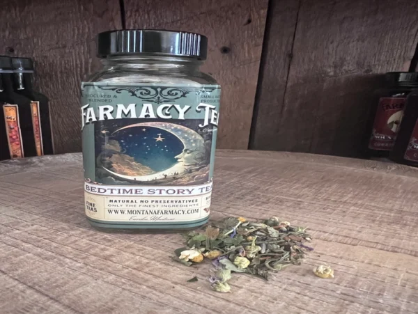 Bedtime Story Herbal Tea Blend Vintage Moon Glass Jar