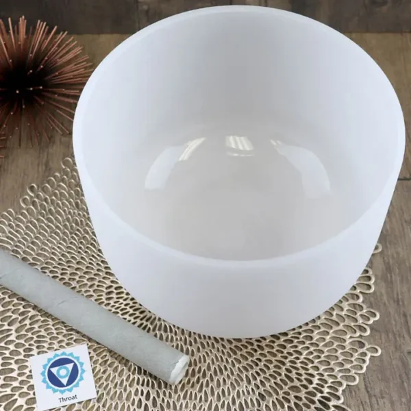Throat Chakra Frosted Quartz Crystal Singing Bowl