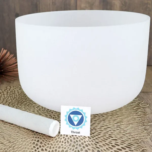 Throat Chakra Frosted Quartz Crystal Singing Bowl - Image 2
